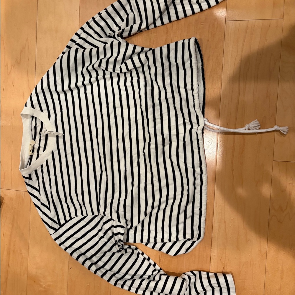 Madewell White and Black Striped Drawstring Sweatshirt - Size S. NWT! - Picture 5 of 6